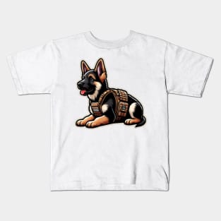 Tactical German Shepard Puppy Kids T-Shirt